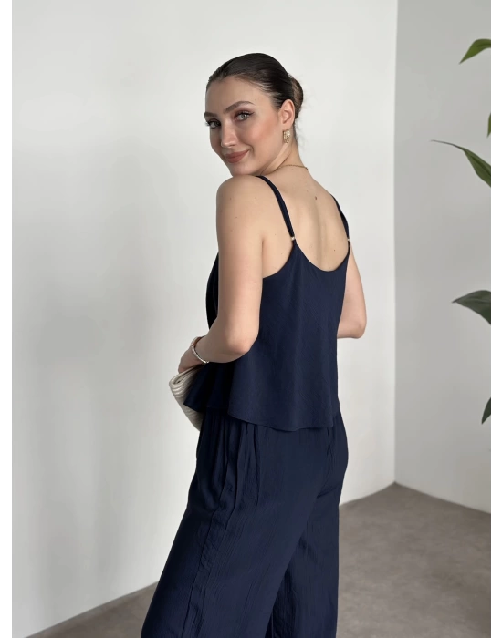 Askısı Ayarlanabilir Tensel Kumaş Takım - Lacivert