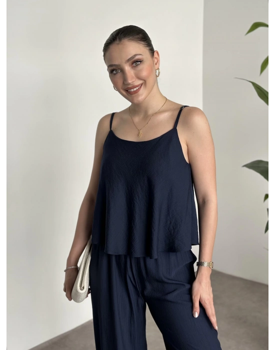 Askısı Ayarlanabilir Tensel Kumaş Takım - Lacivert