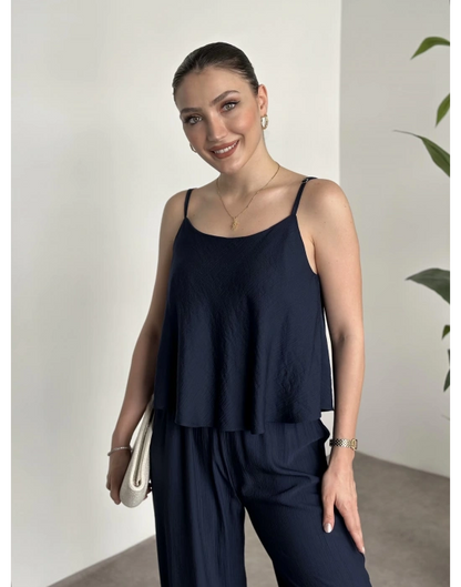 Askısı Ayarlanabilir Tensel Kumaş Takım - Lacivert