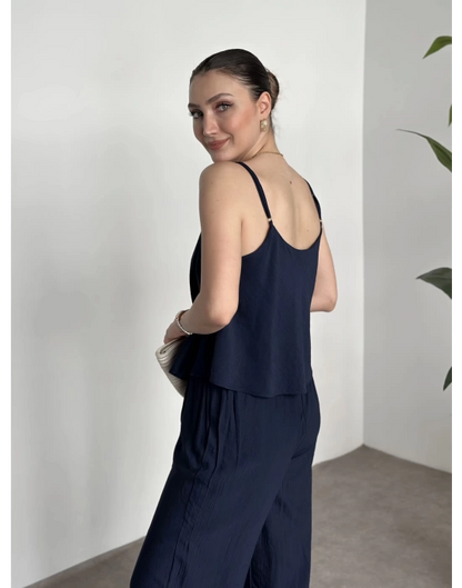 Askısı Ayarlanabilir Tensel Kumaş Takım - Lacivert