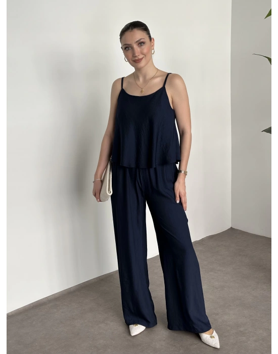 Askısı Ayarlanabilir Tensel Kumaş Takım - Lacivert