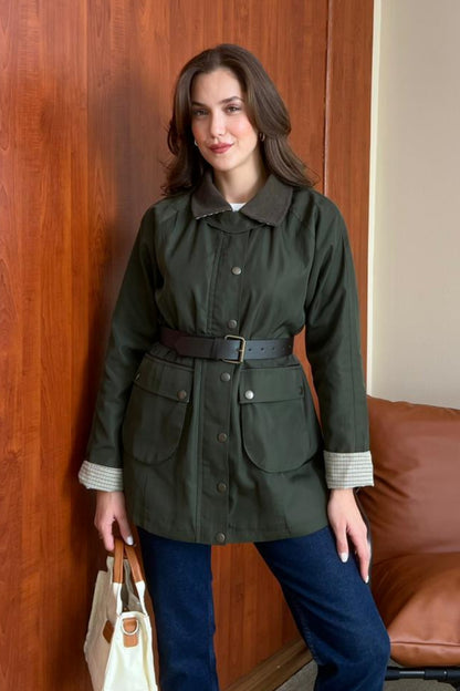 Kot Yakalı Ceket - Haki