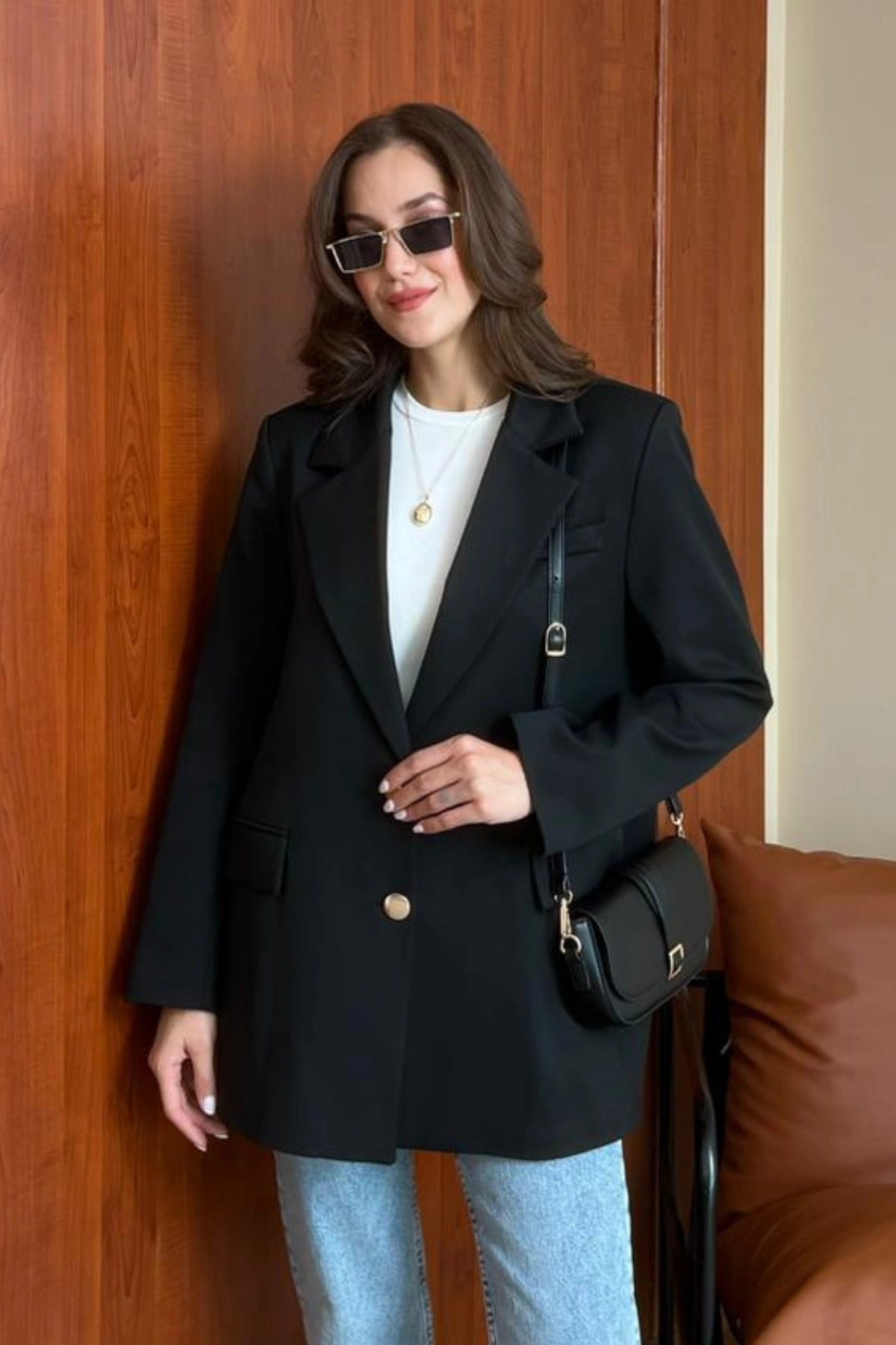 Oversize Blazer Ceket - Siyah