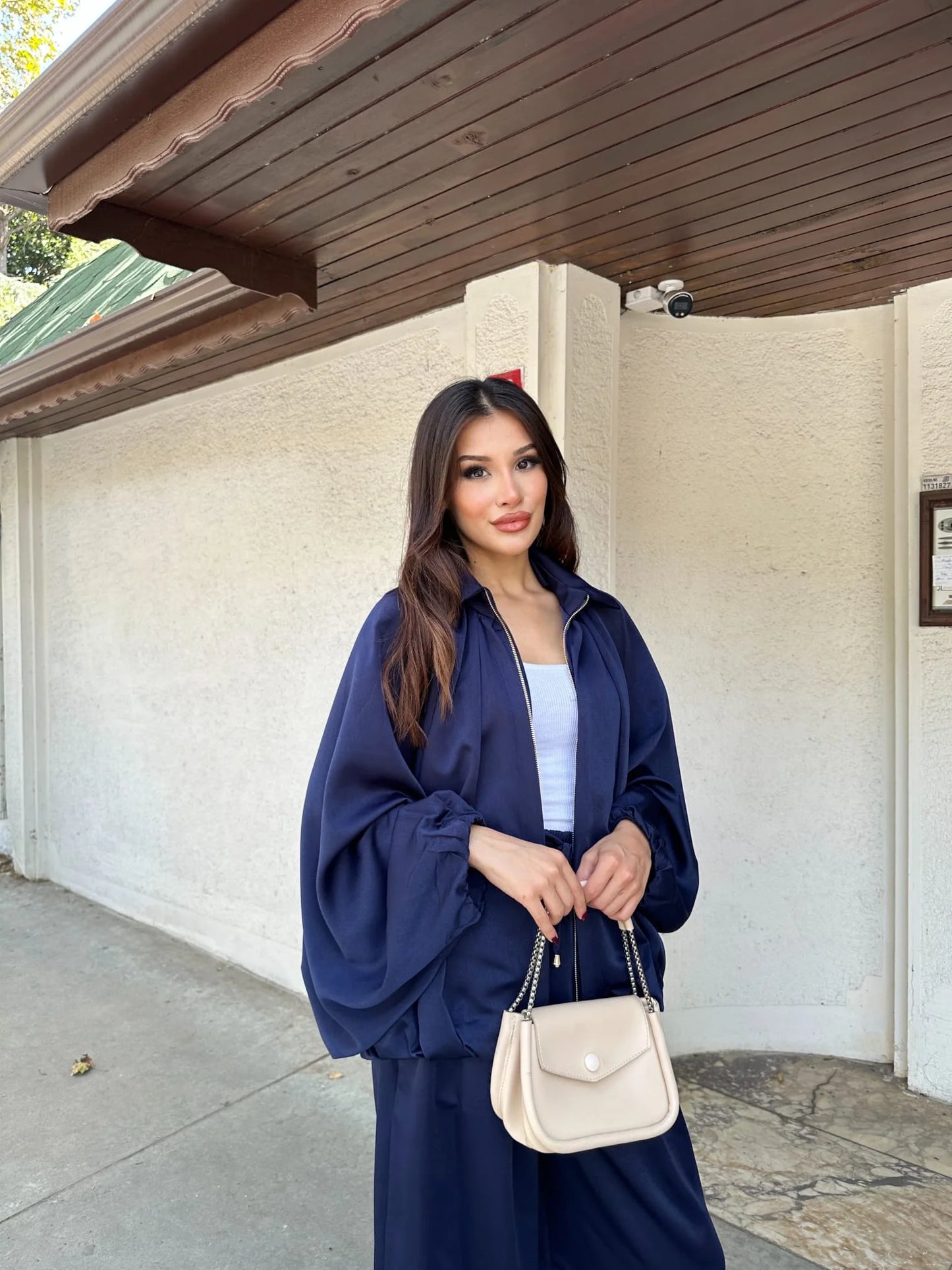 Pileli Bumber Ceket Pantolon Takım - Lacivert